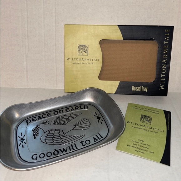 Wilton Armetale Silver Bread Tray with Peace Design